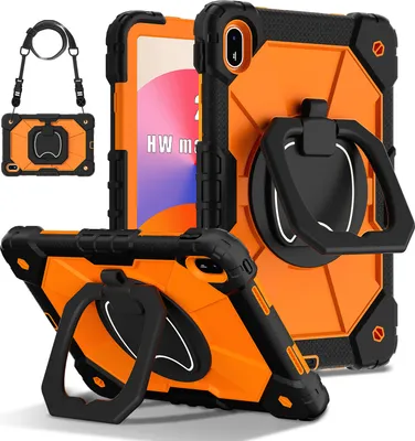 Image de Etui pour Huawei MatePad SE 11 2024 étui de protection durable et portable avec support, dragonne et bandoulière noir Orange