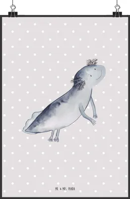 Produktbild von Mr. & Mrs. Panda Bild Axolotl Schwimmen DIN A0 - Grau Pastell - Geschenk, Plakat, Motivation, Lurch, wanddeko, Optimistisch, Axolot, Wandbild, Kunstdruck, drucke