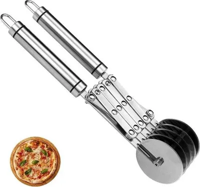 Produktbild von Famanu Teigschneider 5 Räder Edelstahl - für Teig, Brot und Pizza