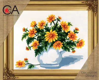 Produktbild von CDA Halbkreuz Stickpackung "Calendula", bedruckt, 22x30cm