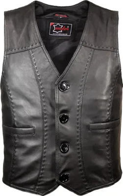 Produktbild von Klassische Lederweste aus Lamm Nappa Leder – Elegant & Zeitlos, Weiches Leder(S,Schwarz)