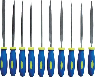 Productafbeelding van Vijlen met naaldpunt, met plastic handvat, set van 10 stuks, 150 mm