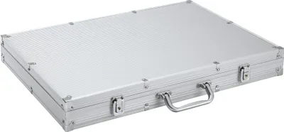 Produktbild von Tectake Pokerset 1000 Teile, silberner Aluminiumkoffer mit 2 Schlüsseln, inkl. 3 Kartendecks, 5 Casinowürfel, Geberbutton, 54 x 37.5 x 6.5 cm, 12.8 kg