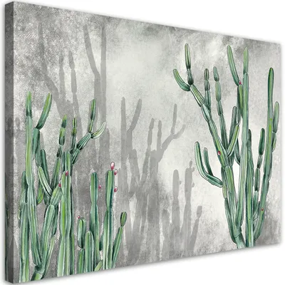 Produktbild von Leinwandbild Großer Wüstenkaktus 90x60 Feeby Silber bild für die wand bereit zum aufhängen