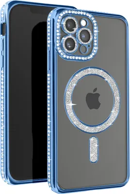 Produktbild von Avizar, Diamant-Hülle für iPhone 13 Pro Max – MagSafe-Schutz mit Strass-Rand, Hellblau