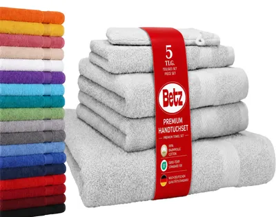 Produktbild von Betz 5-tlg. Handtuch-Set PREMIUM 1 Duschtuch 2 Handtücher 1 Gästetuch 1 Waschhandschuh Farbe: silber