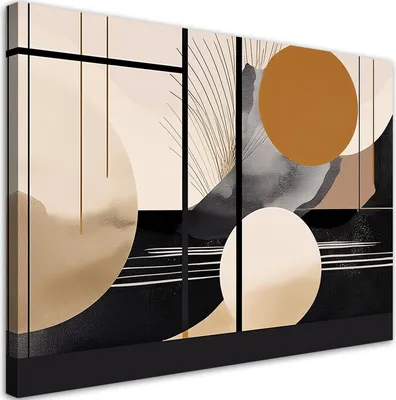 Produktbild von Leinwandbild Abstrakt Geometrisch Glamour 90x60 Feeby Beige bild für die wand bereit zum aufhängen