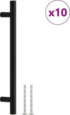 Image de vidaXL Poignées de meubles 10 pcs. noir 160 mm acier inoxydable