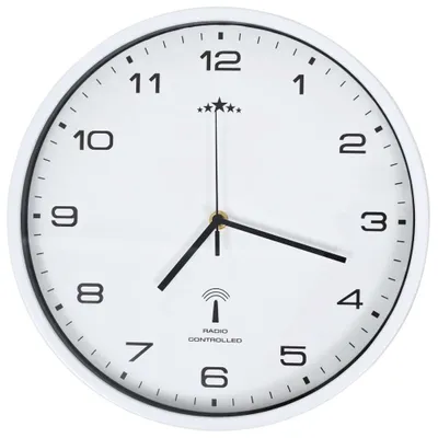 Obrázek produktu pro vidaXL Rádiem řízené nástěnné hodiny s quartzovým strojkem 31 cm bílé