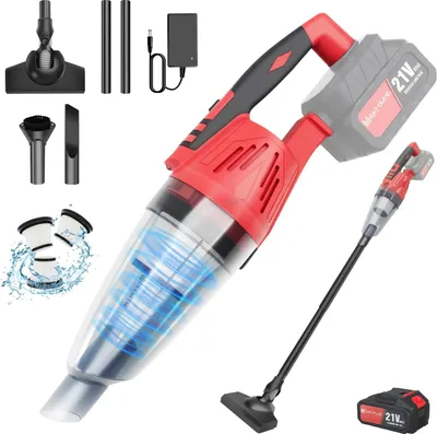 Obrázok produktu pre Vysávače do auta a domácnosti – bezdrôtové ručné vysávače – výkon 5000 W – sací výkon 5500 Pa – napätie 21 V – Li-Ion 2200 mAh – nádoba na prach 0,6 l – s 1 akumulátorom