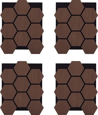 Obrázek produktu pro Homestyle4u Sada 4 nástěnných panelů Akustické panely Hnědý ořech Dřevěná zvuková izolace