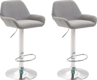 Produktbild von CLP 2er Set Barhocker Braga Stoff drehbar und höhenverstellbar grau Gestell Farbe chrom