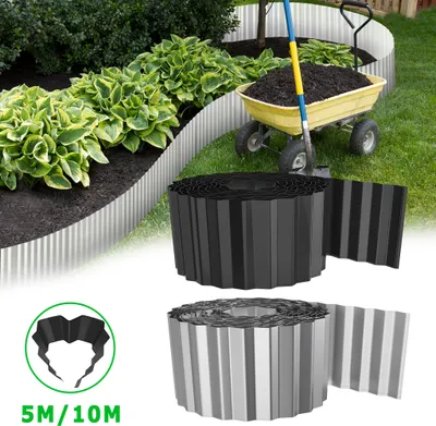 Produktbild von ACXIN Cortenstahl Rasenkante, Verzinktes Beetbegrenzung aus Metall Einfach zu Montieren, 15cm Hoch Flexibel Rasenkanten, Wurzelsperre Blumenbeet oder als Mähkante Länge Anpassbar(10M, Silber)