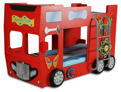Produktbild von Rotes Kinderbett Feuerwehr Design Autobett großes Doppelstock Bett