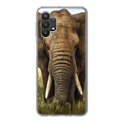 Produktbild von MuchoWow® Handyhülle Schutzhülle Hülle für Samsung Galaxy A32 5G Elefant - Gras - Tiere - Natur Silikon Softcase Handy Hülle - Softcase