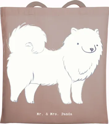 Produktbild von Mr. & Mrs. Panda dokumententasche Samojede Moment - Braun Pastell - Geschenk, Einkaufstasche, Schultasche, Jutebeutel, Tote Bag, Samojedenspitz, Laptoptasche, Tasche