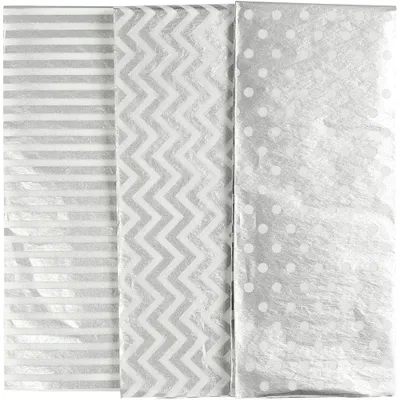 Produktbild von Seidenpapier, Blatt 50x70 cm, 17 g, Silber, 6 Bl./ 1 Pck [HOB-200893]