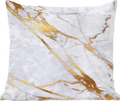 Produktbild von MuchoWow® Zierkissen Sofakissen Wohnzimmer Dekokissen 60x60 cm Marmor - Weiß - Gold - Sitzfläche - Foto Polster