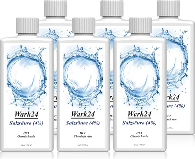 Produktbild von Wark24 Salzsäure (4%) 1L zur Entfernung von Kalk, Rost und Ablagerung (6er Pack)