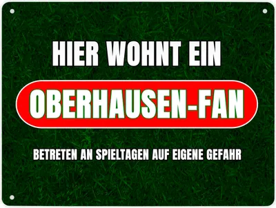 Produktbild von Hier wohnt ein Oberhausen-Fan Metallschild XL in 21x28 cm mit Rasenmotiv