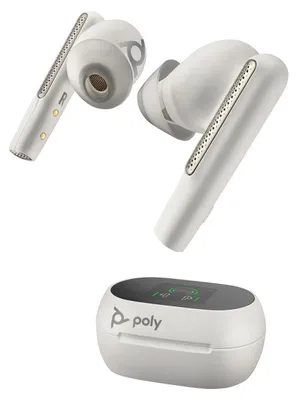 Produktbild von POLY Voyager Free 60+ UC M White Sand Earbuds +BT700 USB-C Adapter +Touchscreen-Ladeetui, True Wireless Stereo (TWS), Büro/Callcenter, 20 - 20000 Hz, Kopfhörer, Weiß