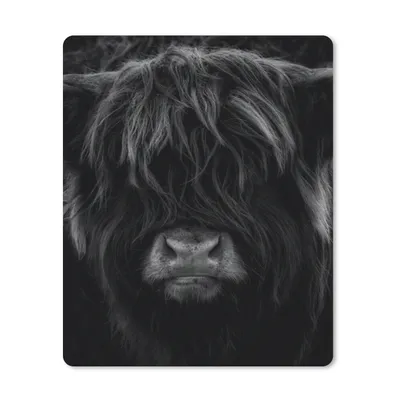 Produktbild von MuchoWow® Mauspad Mousepad Schottischer Highlander - Kuh - Schwarz - Weiß - Porträt 19x23 cm - Mousepads - Maus Mat - Pad - Mausunterlage - Mauspads - Spielen