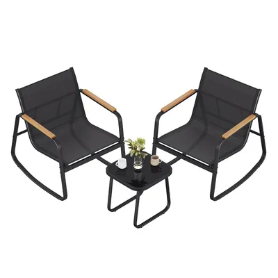 Produktbild von Songmics Gartenlounge-Set (3-tlg), Gartenmöbel-Set, Balkonmöbel, 2 Schaukelstühle mit Tisch