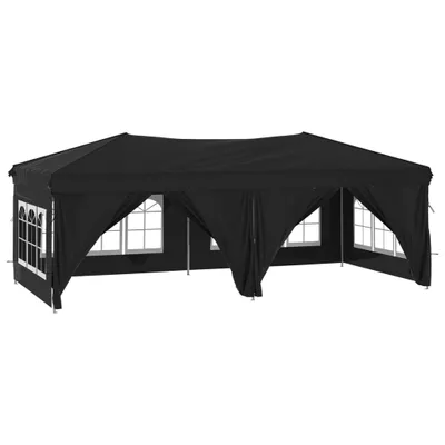 Image de Tente de réception pliable avec parois Noir 3x6 m