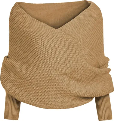 Produktbild von Strickschal mit Ärmeln, schulterfrei, einfarbig, y Pullover, Wickelschal, Schal, Herbst/Winter, warmer Pulloverschal