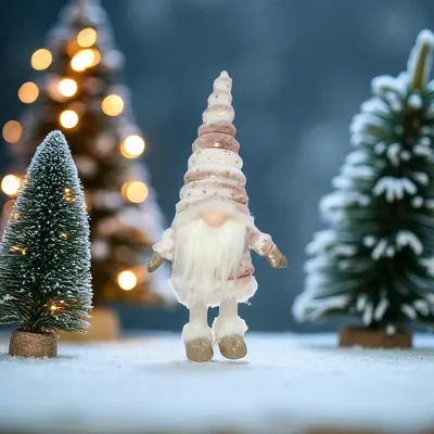 Produktbild von Weihnachtszwerg mit beleuchteter Nase 58cm - Rosa - Weihnachtsdekoration