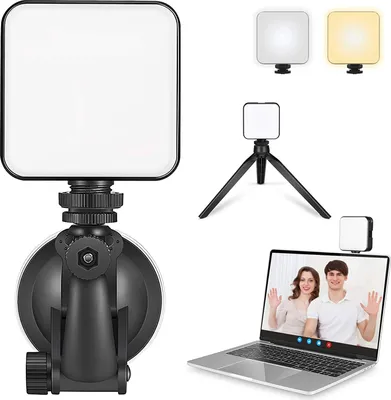 Produktbild von Karrong Videokonferenz Licht Beleuchtung Set mit Stativ USB C 2000mAh Akku, LED Videoleuchte Wiederaufladbar mit für Laptop Live-Streaming, Fernarbeit, Fernunterricht, Fotografie, Make-up, Vlogging