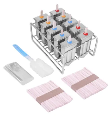Eis am Stiel Formen 10er-Set Edelstahl + 100 Stäbchen