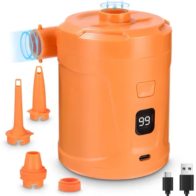 Productafbeelding van Elektrische luchtpomp, 5200 mAh, oplaadbare accu-luchtpomp, mini-luchtpomp met 3 luchtsproeiers