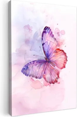 Produktbild von Leinwand Bilder 40x60 cm - Kinder Mädchen - Schmetterling - Pastell, Bilder Wohnzimmer Modern, Wanddeko