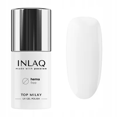 Zdjęcie produktu dla INLAQ Top Mleczny Hybrydowy Biały No Wipe 6ml Top Milky Top Coat HEMA Free