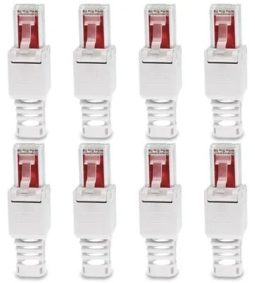 Produktbild von Netzwerkstecker Cat 6 RJ45 Stecker 8x Steckverbinder werkzeuglos Zugentlastung