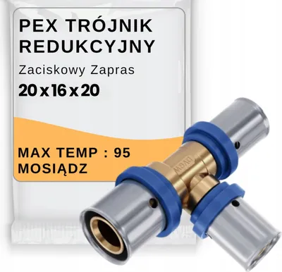 Zdjęcie produktu dla Pipelife Trójnik Redukcyjny PEX Radopress 20x16x20mm | Złączka Zaciskowa