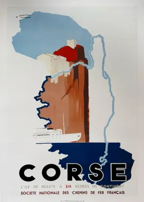 Image de CORSE - A SIX HEURES DU CONTINENT - SNCF - 50x70cm Affiche Poster