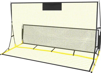 Image de Rebondisseur de football - Filet d'entraînement 210 × 120 cm - Rebond haut/bas - Cadre en fibre de verre - Pour adolescents - Jaune