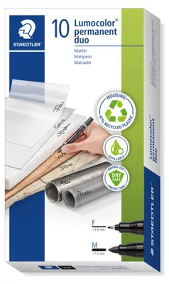 Produktbild von STAEDTLER Lumocolor 348 duo Permanent-Marker mit zwei Rundspitzen Einzelprodukt schwarz, 10 Stück