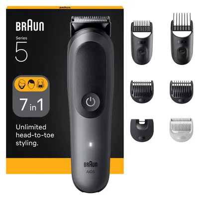 Produktbild von Braun AIO5520, Schwarz, Grau, 0,5 mm, 2,1 cm, Akku, 120 min, Integrierte Batterie