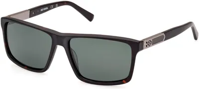 Produktbild von HARLEY-DAVIDSON HD0977X Sonnenbrille Herren, Casual Leichte Sonnenbrille, Rechteckige Linse, Grüne Polarisierte Gläser, Dunkles Havana