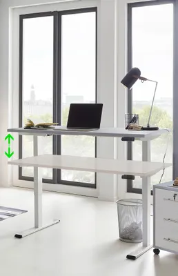 Immagine prodotto di BMG Möbel Scrivania regolabile in altezza, eDition, 138 x 67 cm, grigio/bianco
