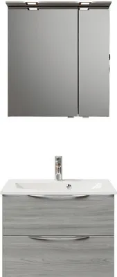 Produktbild von Pelipal Badmöbel-Set Sunline 300 BxHxT 67 x 200 x 48 cm Frontfarbe grau Badmöbel-Set mit Waschtisch Mineralmarmor
