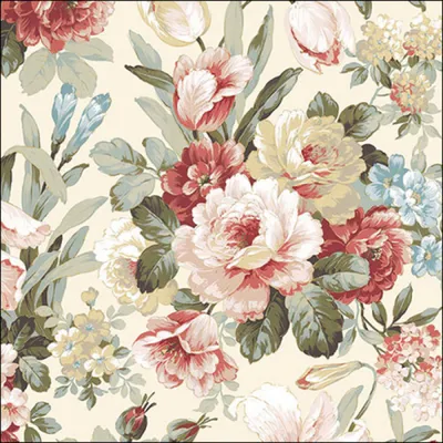 Produktbild von Servietten Papier 33x33cm 3-lagig mit Vintage Blumenmuster 20 Stück