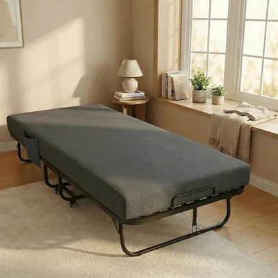 Imagen del producto de Cama plegable de 90x200 cm, cama de invitados robusta con colchón premium de 13 cm