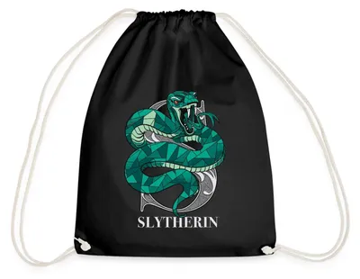 Produktbild von Spreadshirt Harry Potter Slytherin Wappen Monochrom Turnbeutel, One size, Schwarz