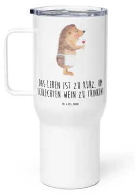 Produktbild von Mr. & Mrs. Panda thermosbecher Igel Wein - Weiß - Geschenk, Weinglas, Teebecher, Lustige Sprüche, To-Go-Becher, Thermobecher, Rotwein, Deko, Weinliebhaber, Weißwein