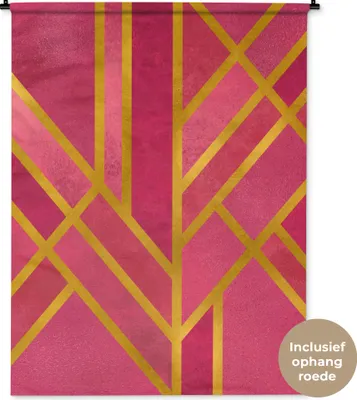 Produktbild von MuchoWow® Wandteppich Wandbehang Gold - Luxus - Geometrisch 120x160 cm Tapisserie Dekoration Wandtuch - Wohnzimmer - Moderne