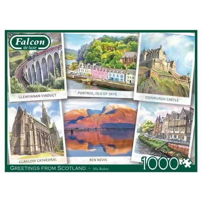Produktbild von Falcon de luxe Falcon - Greetings From Scotland (1000 Teile), 1000 Stück(e), Stadt, 12 Jahr(e)